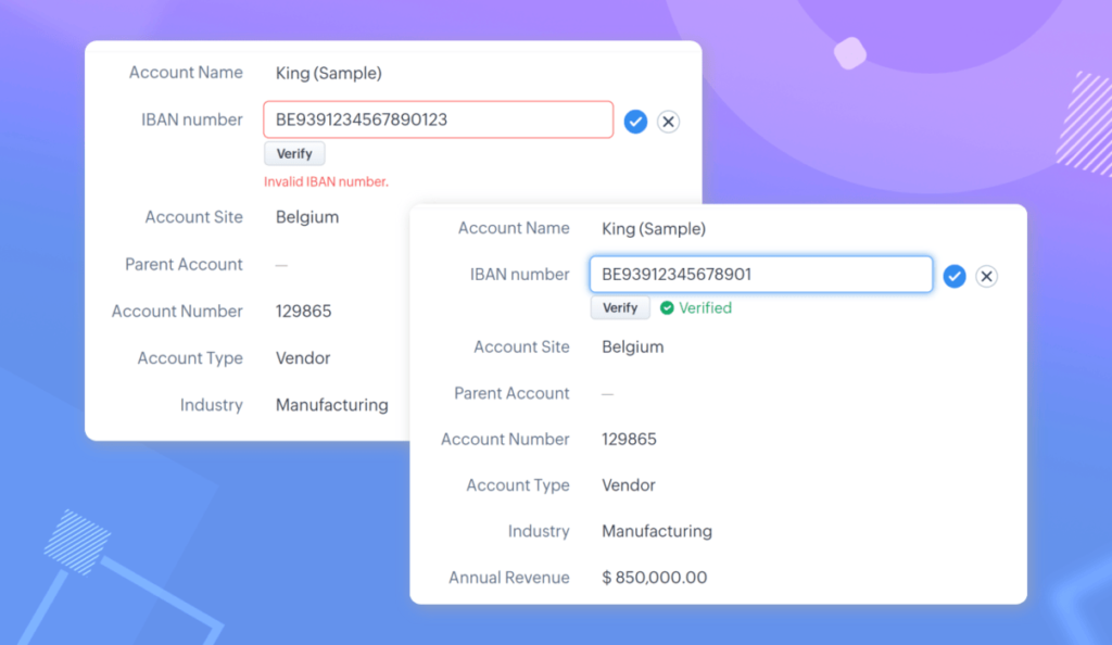 Zoho CRM field verification